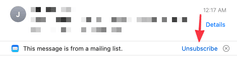 Unsubscribe from an mailing list in the Mail app on a Mac.